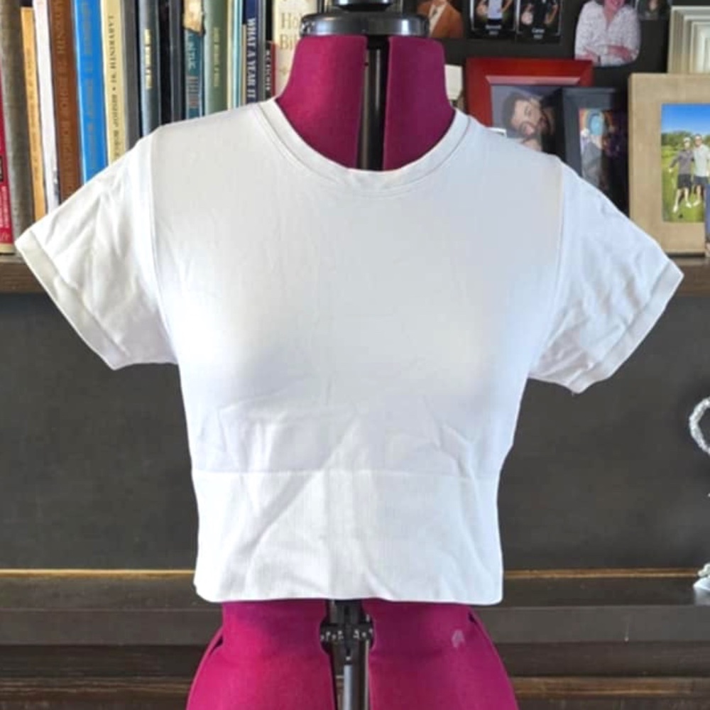 Offline by Aerie Crop Crewneck in white